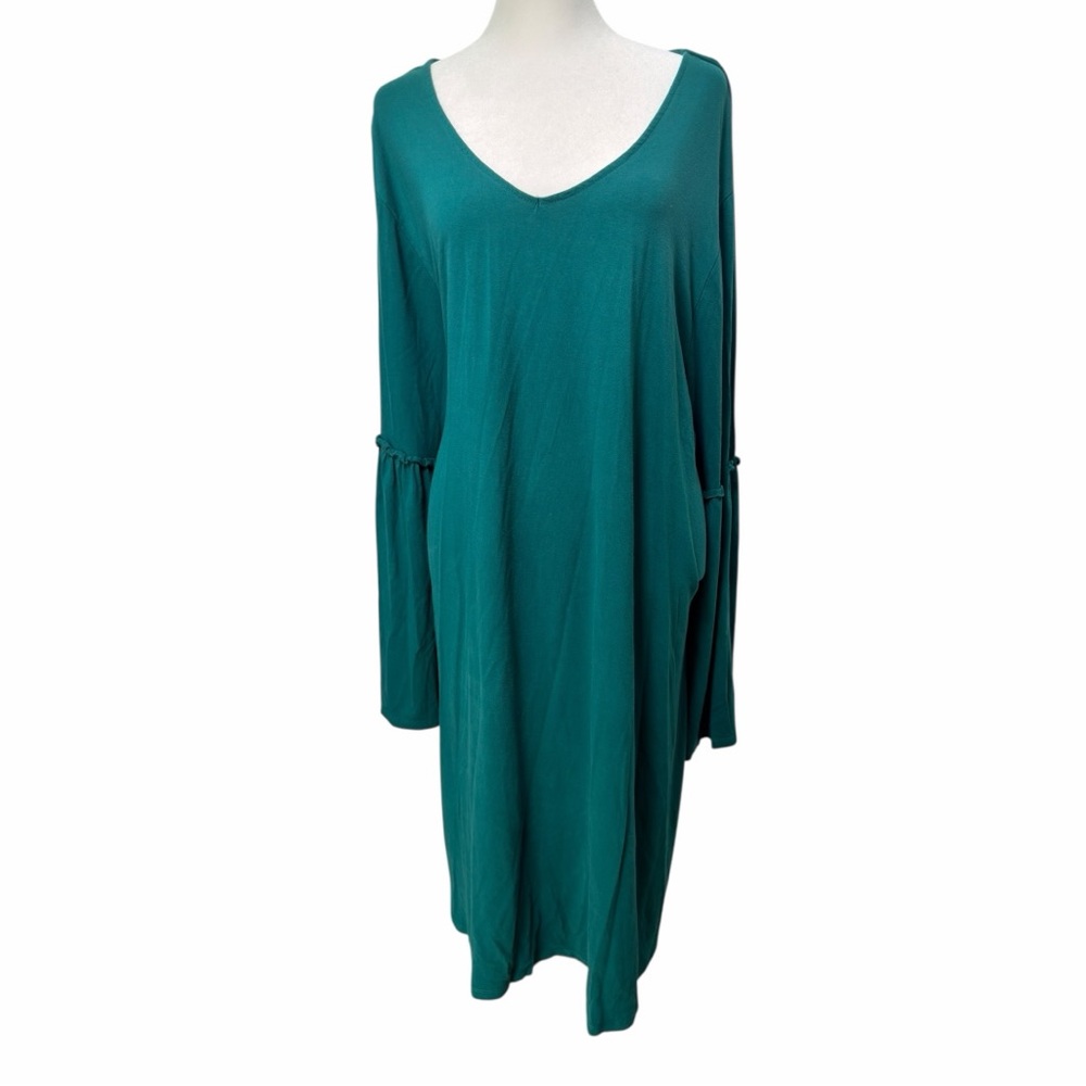 Boutique | Teal Long Sleeve V-Neck Dress – Size 3X